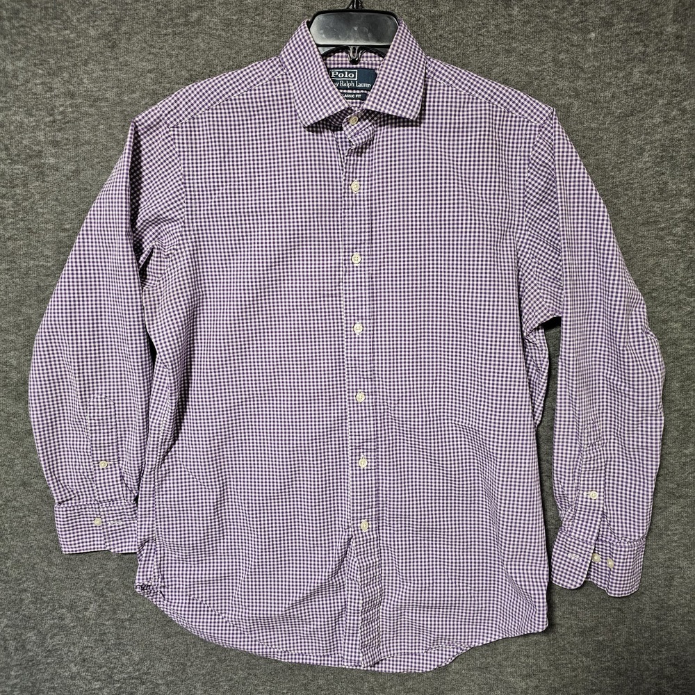 Polo Ralph Lauren Shirt Mens 15.5-32-33‎ Purple Check Long Sleeve Button Up
